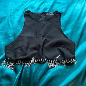 Black Crop Top with silver detail